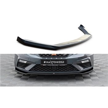 Maxton - Lame Du Pare-Chocs Avant V.7 Seat Leon Cupra / FR Mk3 FL Noir Brillant