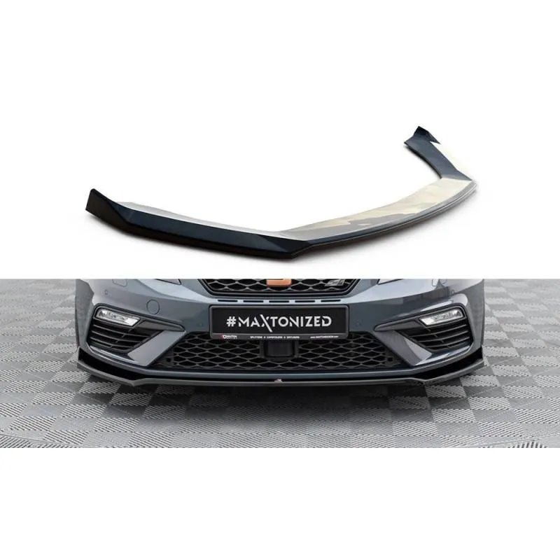 Maxton - Lame Du Pare-Chocs Avant V.7 Seat Leon Cupra / FR Mk3 FL Noir Brillant