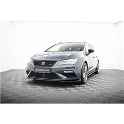Maxton - Lame Du Pare-Chocs Avant V.7 Seat Leon Cupra / FR Mk3 FL Noir Brillant