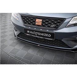 Maxton - Lame Du Pare-Chocs Avant V.7 Seat Leon Cupra / FR Mk3 FL Noir Brillant