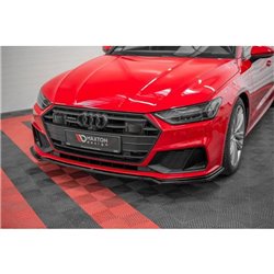 Maxton - Lame Du Pare-Chocs Avant V.1 Audi A7 S-Line C8 / S7 C8 / C8 Facelift / S7 Facelift Noir Brillant