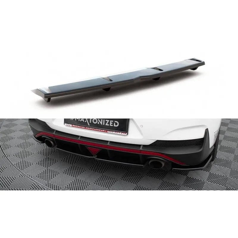 Maxton - Arriere Splitter (avec une barre verticale) Hyundai I30 N Mk3 Fastback Noir Brillant