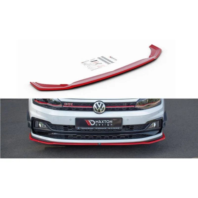 Maxton - Lame Du Pare-Chocs Avant V.2 Volkswagen Polo GTI / R-line Mk6 Rouge