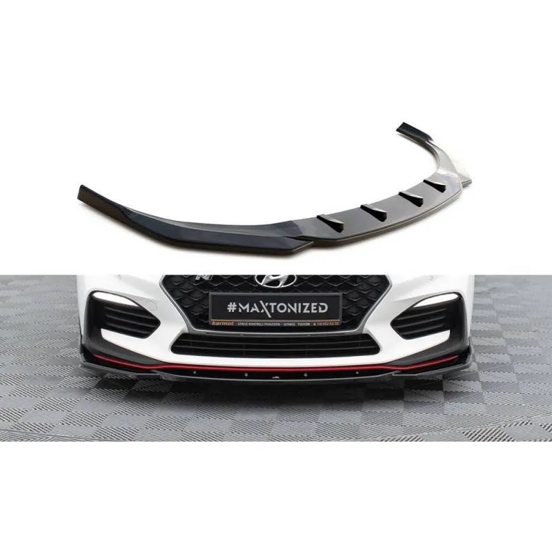 Maxton - Lame Du Pare-Chocs Avant V.4 Hyundai I30 N Mk3 Hatchback/ Fastback Noir Brillant