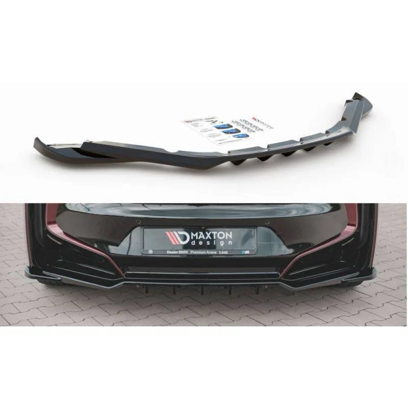 Maxton - Arriere Splitter (avec une barre verticale) BMW i8 Noir Brillant