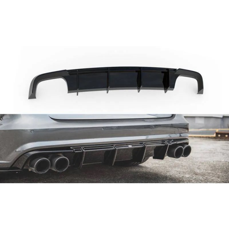 Maxton - Diffuseur Arrière Complet V.1 Audi S6 C7 Facelift Noir Brillant