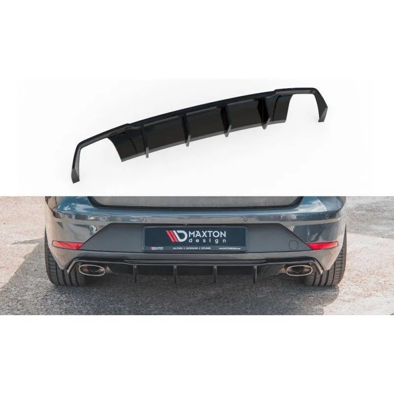 Maxton - Diffuseur Arrière Complet V.2 Seat Leon Cupra ST Mk3 FL Noir Brillant