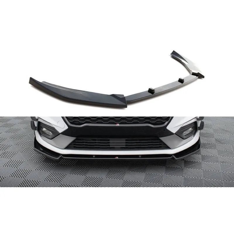 Maxton - Lame Du Pare-Chocs Avant V.7 Ford Fiesta Mk8 ST / ST-Line Noir Brillant