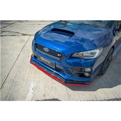 Maxton - LAME DU PARE-CHOCS AVANT / SPLITTER V.3 SUBARU WRX STI Noir Brillant + Rouge