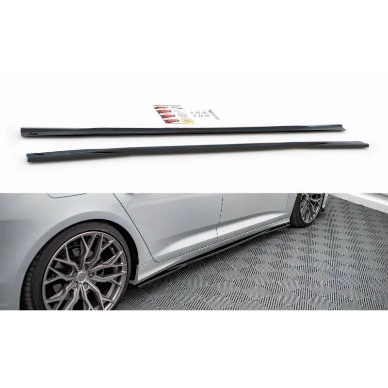 Maxton - Rajouts Des Bas De Caisse Audi A6 S-Line / S6 C8 / C8 Facelift Noir Brillant