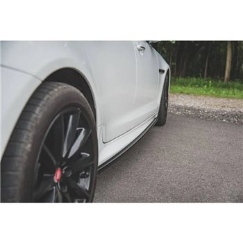 Maxton - Rajouts Des Bas De Caisse Jaguar XJ R-Sport X351 Facelift Noir Brillant