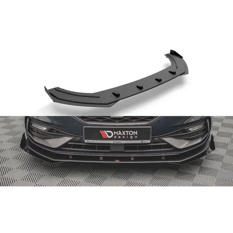 Maxton - Street Pro Lame Du Pare-Chocs Avant Seat Leon FR Mk4 Noir + Rabats Brillant