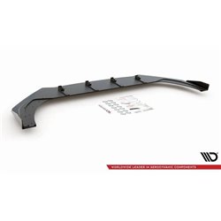 Maxton - Street Pro Lame Du Pare-Chocs Avant Volkswagen Golf GTI / GTE / GTD / R-Line Mk8 Noir-Rouge + Rabats Brillant