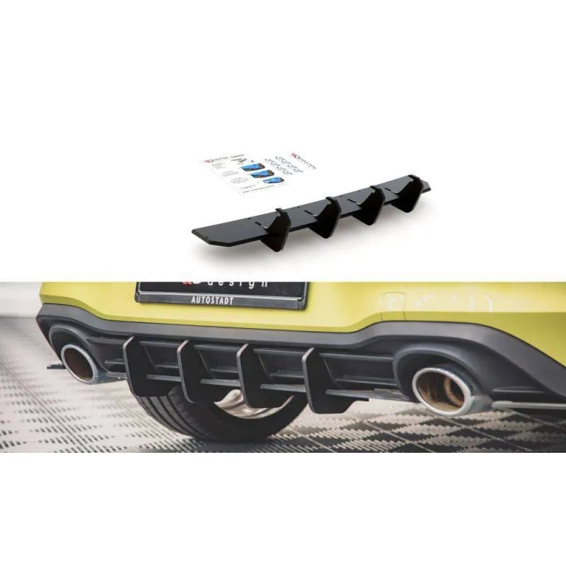 Maxton - Street Pro Central Diffuseur Arriere V.1 Volkswagen Golf GTI Clubsport Mk8 Noir-Rouge