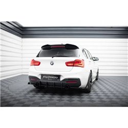 Maxton - Street Pro Lame Du Pare Chocs Arriere V.2 BMW 1 F20 M140i Noir-Rouge + Rabats Brillant