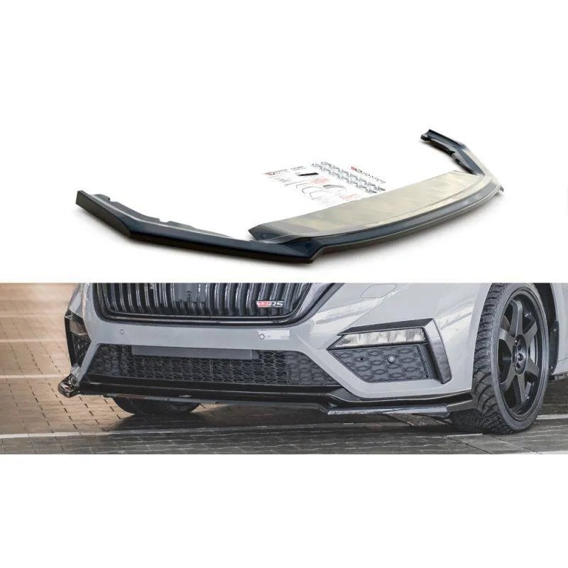 Maxton - Lame Du Pare-Chocs Avant V.2 Skoda Octavia RS Mk4 Noir Brillant