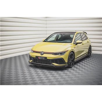 Maxton - Lame Du Pare-Chocs Avant V.1 + Ailerons Volkswagen Golf GTI Clubsport Mk8 Noir Brillant