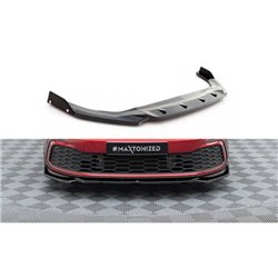 Maxton - Lame Du Pare-Chocs Avant V.2 + Ailerons Volkswagen Golf GTI / GTE / GTD / R-Line Mk8 Noir Brillant