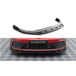 Maxton - Lame Du Pare-Chocs Avant V.3 + Ailerons Volkswagen Golf GTI / GTE / GTD / R-Line Mk8 Noir Brillant