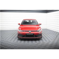 Maxton - Lame Du Pare-Chocs Avant V.3 + Ailerons Volkswagen Golf GTI / GTE / GTD / R-Line Mk8 Noir Brillant