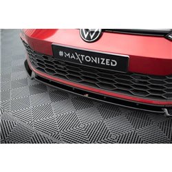 Maxton - Lame Du Pare-Chocs Avant V.3 + Ailerons Volkswagen Golf GTI / GTE / GTD / R-Line Mk8 Noir Brillant