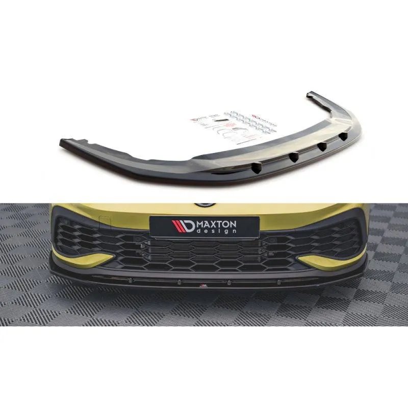 Maxton - Lame Du Pare-Chocs Avant V.4 Volkswagen Golf GTI Clubsport Mk8 Noir Brillant