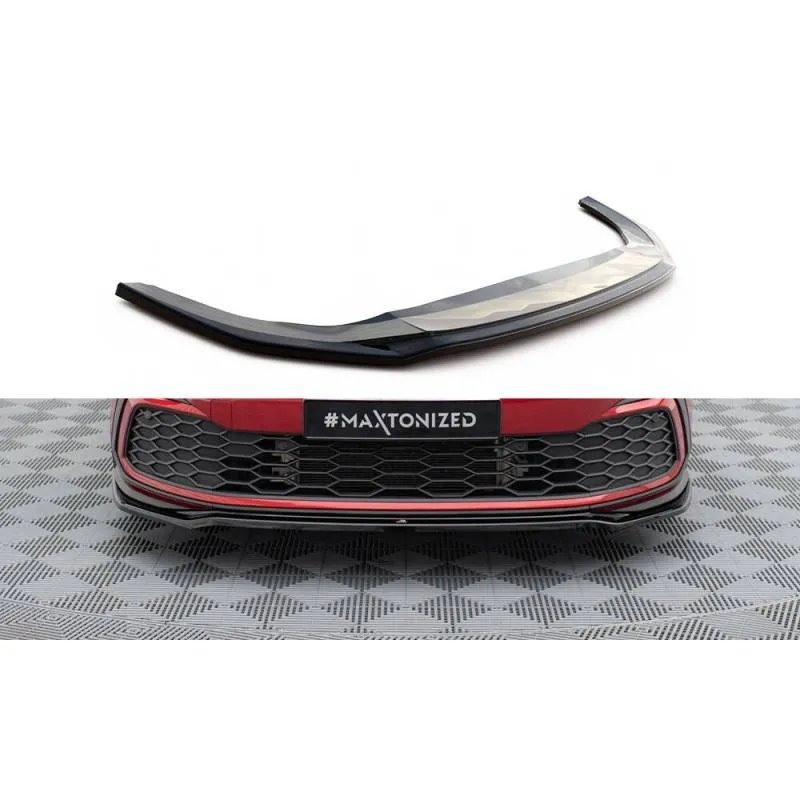 Maxton - Lame Du Pare-Chocs Avant V.4 Volkswagen Golf GTI / GTE / GTD / R-Line Mk8 Noir Brillant