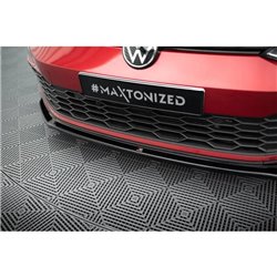 Maxton - Lame Du Pare-Chocs Avant V.4 Volkswagen Golf GTI / GTE / GTD / R-Line Mk8 Noir Brillant
