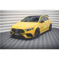 Maxton - Lame Du Pare-Chocs Avant V.3 + Ailerons Mercedes-AMG A 45 S Aero Pack W177 Noir Brillant