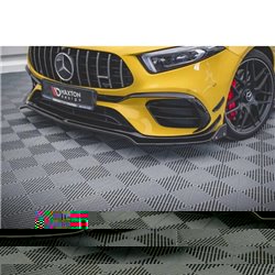 Maxton - Lame Du Pare-Chocs Avant V.3 + Ailerons Mercedes-AMG A 45 S Aero Pack W177 Noir Brillant