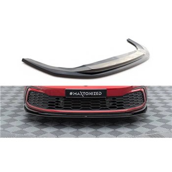 Maxton - Lame Du Pare-Chocs Avant V.5 Volkswagen Golf GTI / GTE / GTD / R-Line Mk8 Noir Brillant