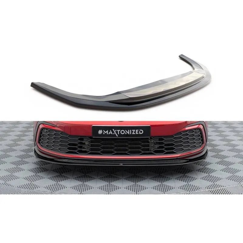 Maxton - Lame Du Pare-Chocs Avant V.5 Volkswagen Golf GTI / GTE / GTD / R-Line Mk8 Noir Brillant