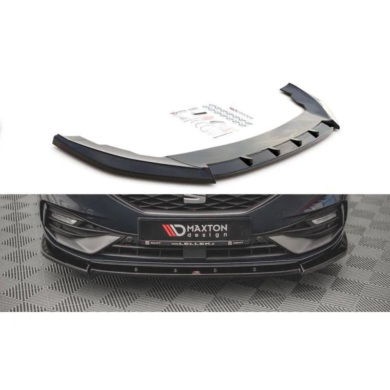 Maxton - Lame Du Pare-Chocs Avant V.1 Seat Leon FR Mk4 Noir Brillant