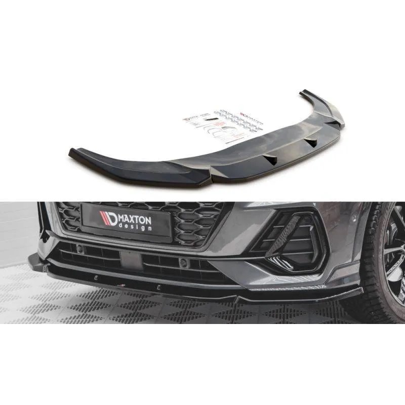 Maxton - Lame Du Pare-Chocs Avant V.1 Audi Q3 Sportback S-Line F3 Noir Brillant