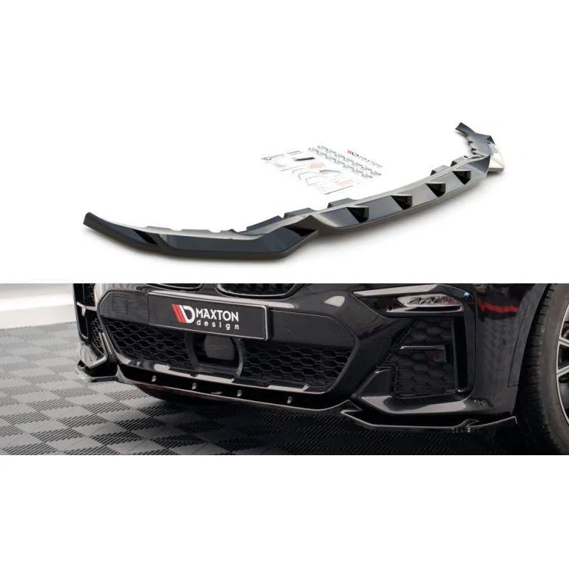 Maxton - Lame Du Pare-Chocs Avant V.3 BMW X7 M-Pack G07 Noir Brillant