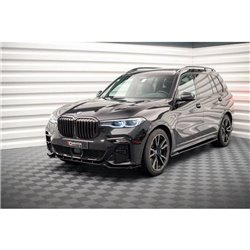 Maxton - Lame Du Pare-Chocs Avant V.3 BMW X7 M-Pack G07 Noir Brillant