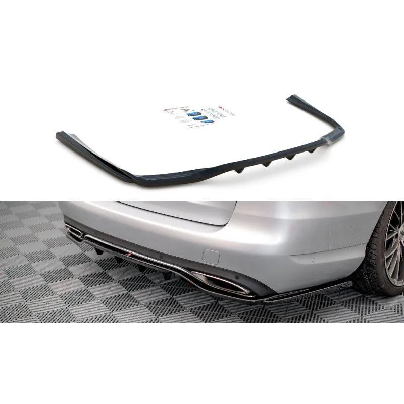 Maxton - Arriere Splitter (avec une barre verticale) Mercedes-Benz C W205 Noir Brillant