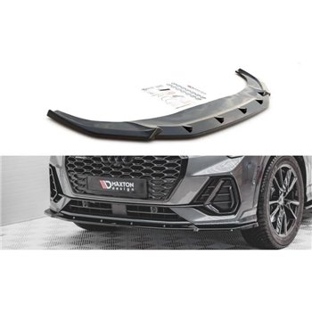 Maxton - Lame Du Pare-Chocs Avant V.2 Audi Q3 Sportback S-Line F3 Noir Brillant