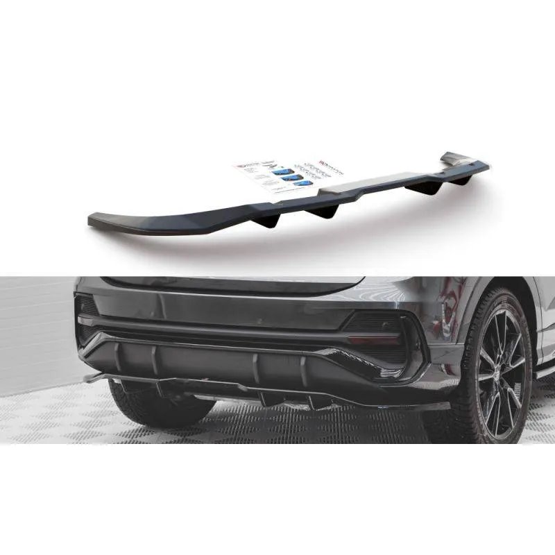 Maxton - Arriere Splitter (avec une barre verticale) Audi Q3 Sportback S-Line Noir Brillant