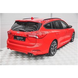 Maxton - Lames De Pare-Chocs Arrière Latérales V.2 Ford Focus ST-Line Estate Mk4 Noir Brillant