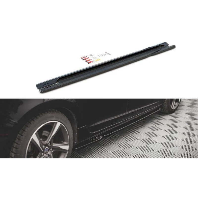 Maxton - Rajouts Des Bas De Caisse Volvo S60 R-Design Mk2 Noir Brillant
