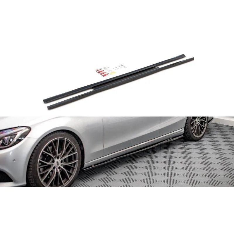 Maxton - Rajouts Des Bas De Caisse Mercedes-Benz C W205 Noir Brillant
