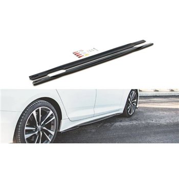 Maxton - Rajouts Des Bas De Caisse Audi S5 / A5 S-Line Sportback F5 Facelift Noir Brillant
