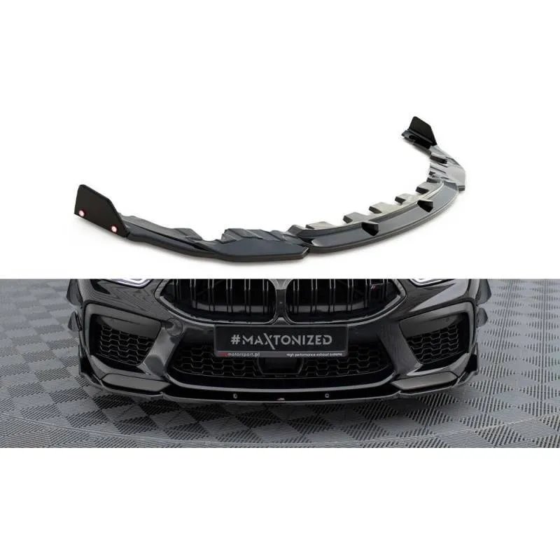 Maxton - Lame Du Pare-Chocs Avant V.1 + Ailerons BMW M8 Gran Coupe F93 / Coupe F92 Noir Brillant
