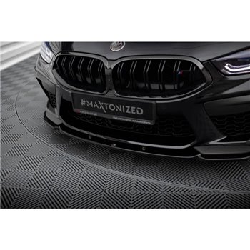 Maxton - Lame Du Pare-Chocs Avant V.1 + Ailerons BMW M8 Gran Coupe F93 / Coupe F92 Noir Brillant