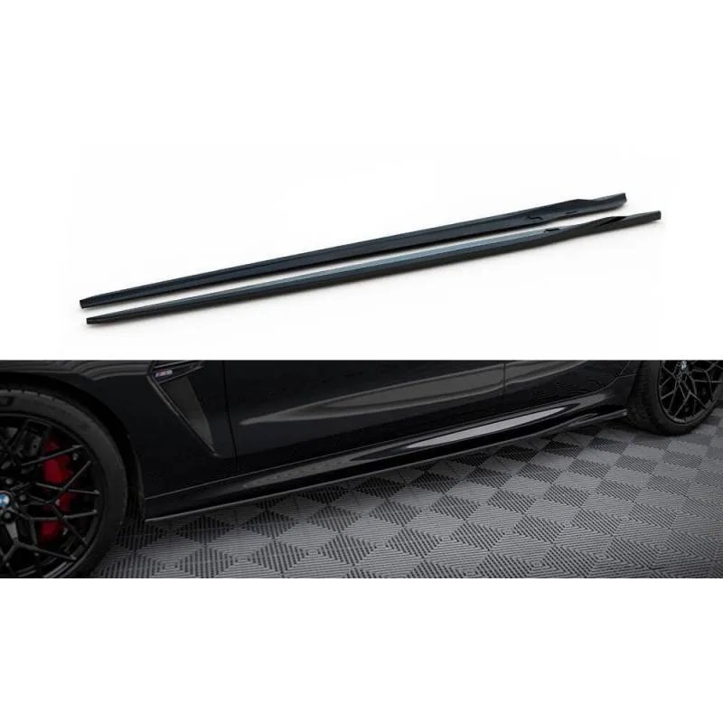 Maxton - Rajouts Des Bas De Caisse V.2 BMW M8 Gran Coupe F93 / 8 Gran Coupe M-Pack G16 Noir Brillant