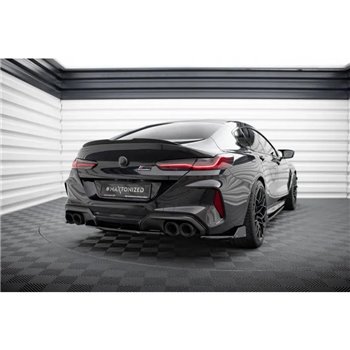 Maxton - Lames De Pare-Chocs Arrière Latérales V.1 + Ailerons BMW M8 Gran Coupe F93 Noir Brillant