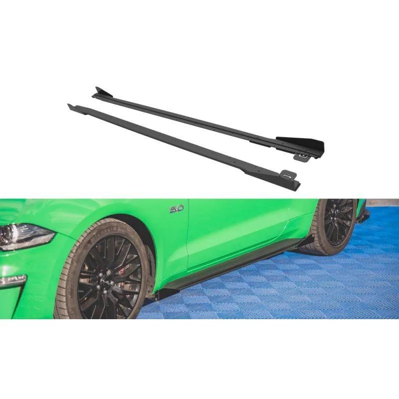 Maxton - Street Pro Rajouts Des Bas De Caisse V.1 Ford Mustang GT Mk6 Facelift Noir + Rabats Brillant