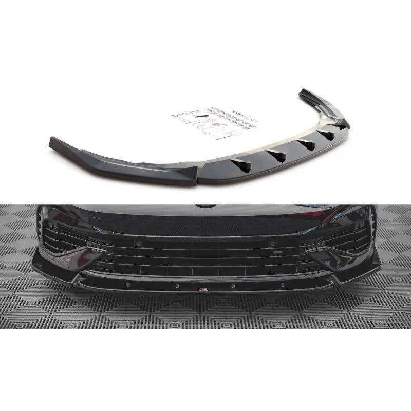 Maxton - Lame Du Pare-Chocs Avant V.2 Volkswagen Golf R Hatchback / Variant Mk8 Noir Brillant