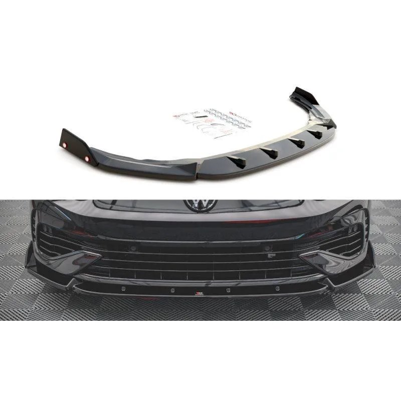 Maxton - Lame Du Pare-Chocs Avant V.2 + Ailerons Volkswagen Golf R Hatchback / Variant Mk8 Noir Brillant